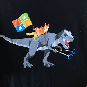Random AF dinosaur & cat T shirt